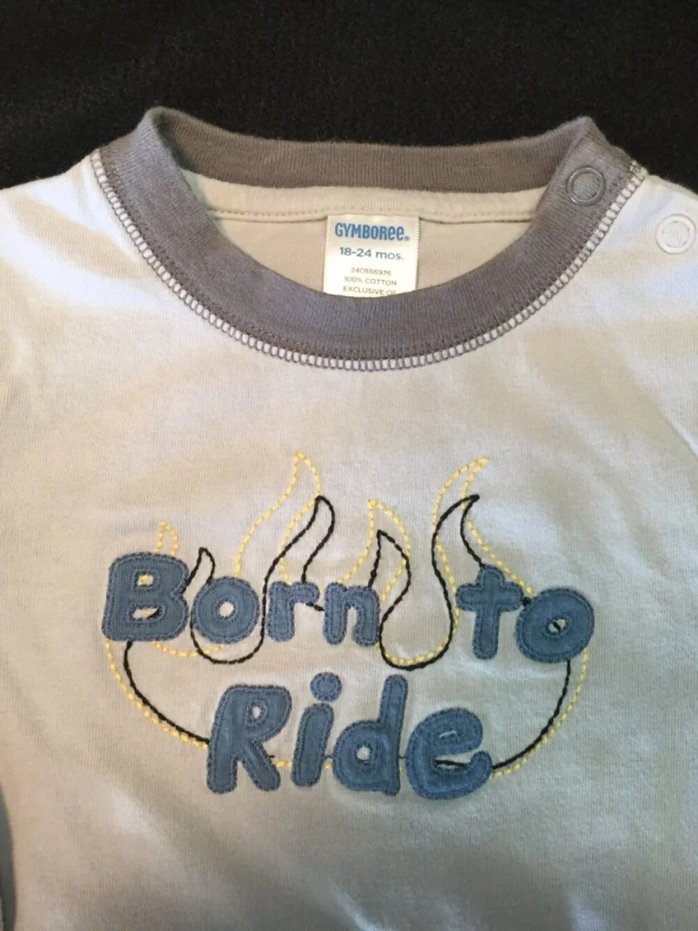 Gymboree Born To Ride 2pc set 2T denim overalls and onesie outfit